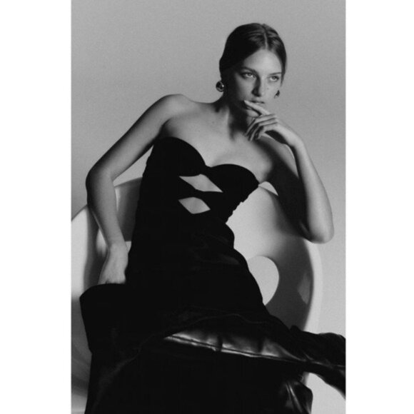 Bec & Bridge Halle Strapless Cut Out Gown Satin Black Womens Size 8 Evening - Picture 5 of 13